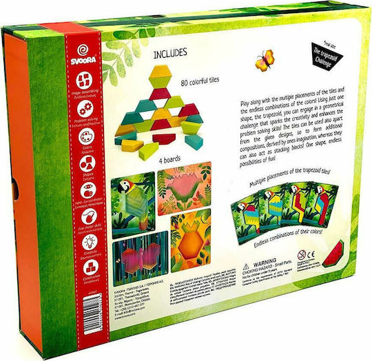 Svoora Svoora Building Blocks Composition of Shapes and 4 Cards Nature Wooden for 4+ Years 80 Pieces