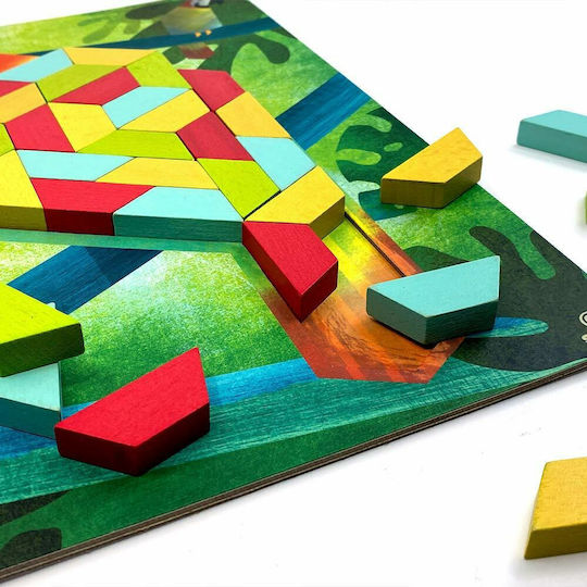Svoora Svoora Building Blocks Composition of Shapes and 4 Cards Nature Wooden for 4+ Years 80 Pieces