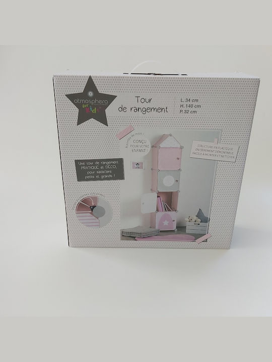 Atmosphera Toy Storage System made of Plastic Pink 34x32x140cm 4pcs
