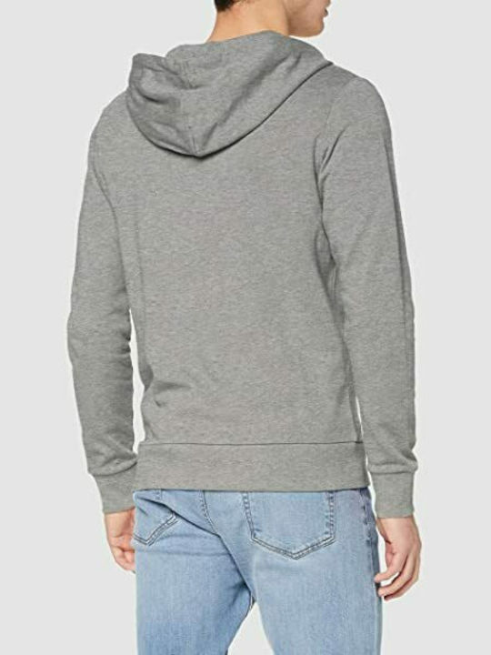 Jack & Jones Men's Sweatshirt Jacket with Hood and Pockets Light Grey Melange