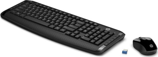 HP 300 Безжично Комплект клавиатура и мишка Гръцка Черен