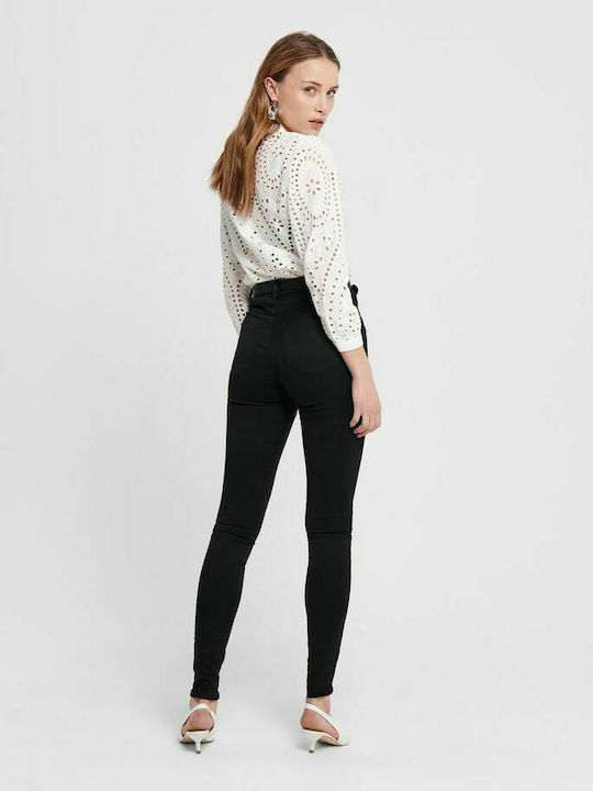 Only High Waist Women's Jean Trousers in Skinny Fit Black