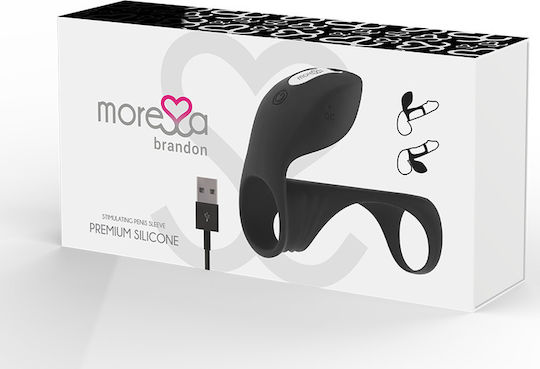 Amoressa Premium Silicone Vibrating Ring And Penis Sleeve Black