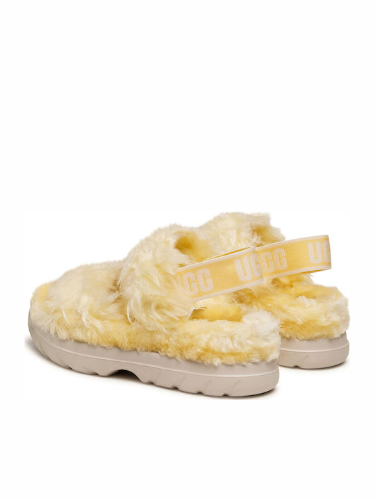 Fluff Sugar Flache Sandalen für Damen Flatforms in Gelb Farbe