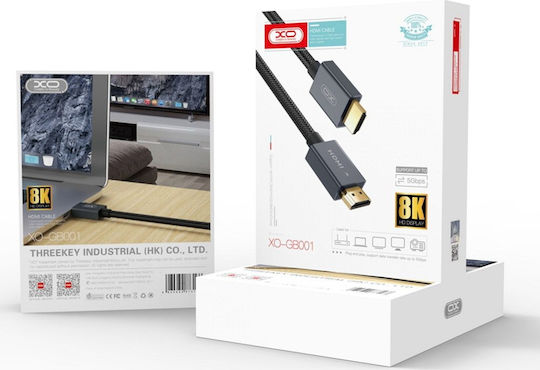 XO HDMI 2.1 Ultra High Speed 48Gbps 4K 120Hz HDR VRR Braided Cable HDMI Male - HDMI Male 1.5m Black