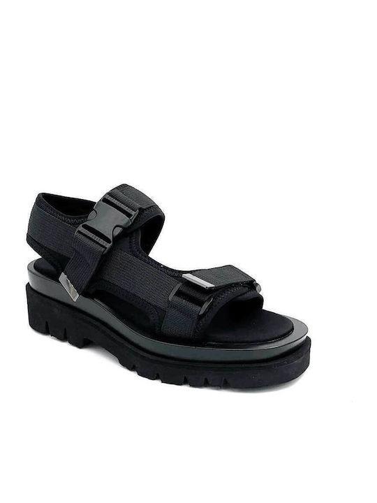 Wrench Women's Fabric Ankle Strap Platforms Black