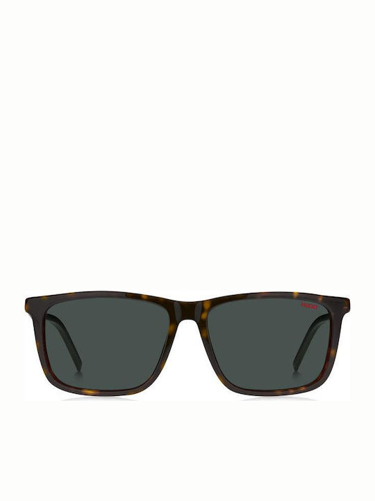 Hugo Boss Men's Sunglasses with Brown Tartaruga Plastic Frame and Green Lens HG 1139/S 086/QT