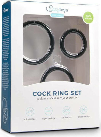 Easytoys Men Only Three Size Cock Ring Set Black 3pcs