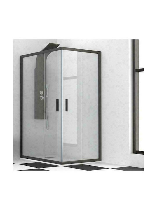 Karag Efe 100 NR-10 Καμπίνα Ντουζιέρας με Συρόμενη Πόρτα 80x120x190cm Clear Glass Nero