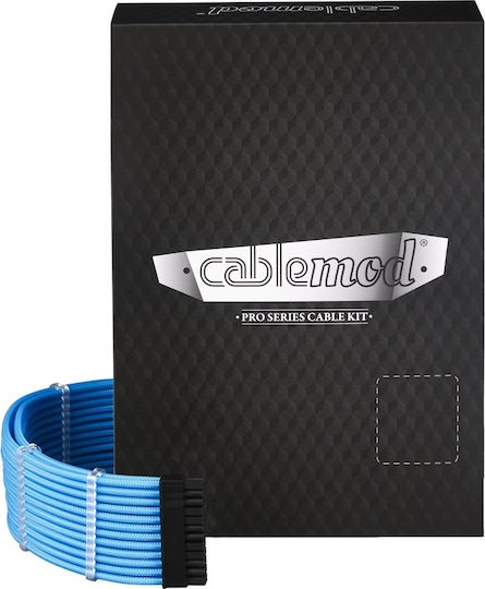 Cablemod RT-Series PRO ModMesh Cable Kit for ASUS and Seasonic 24-пинов ATX / 8-pin EPS / 6-пинов PCIe / 4-пинов молекс - 24-пинов ATX / 8-pin EPS / 2x 8-Pin PCIe / 6-пинов PCIe / 4-пинов молекс Кабел 0.6м Син (CM-PRTS-FKIT-NKLB-R)