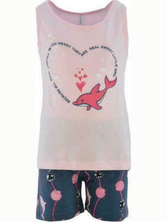 Dreams by Joyce Set Top & Bottom Kids Summer Pyjamas Pink