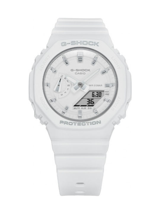 Casio G Shock Uhr Chronograph mit Weiß Kautschukarmband