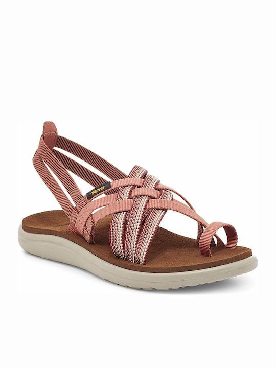 Teva Voya Strappy Women's Flat Sandals In Tabac Brown Colour