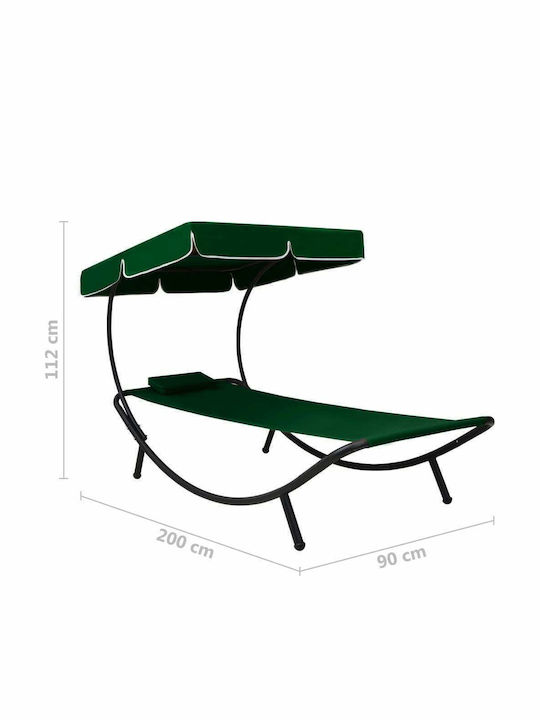 Liegestuhl Metallisch mit Textilene-Stoff & Sonnenschirm Green 200x90x112cm.
