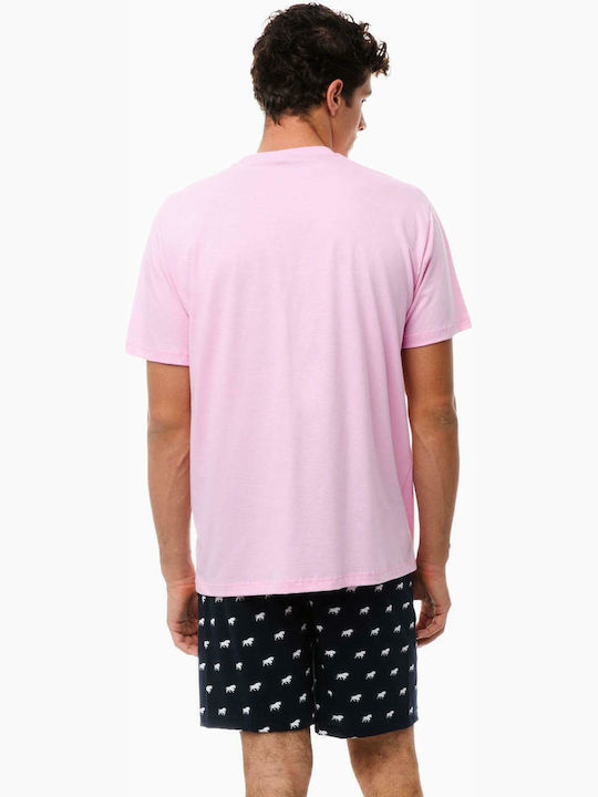 Minerva 90-70901 Men's Summer Cotton Pajamas Set Pink