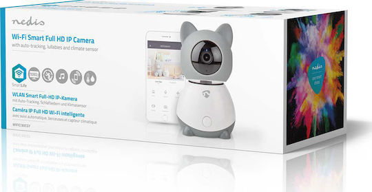 Nedis WIFICI30CGY IP Cameră de Supraveghere Wi-Fi Full HD 1080p cu Comunicare Bidirecțională și Lentilă 3.6mm