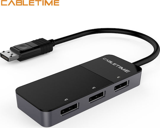 Cabletime C42 DisplayPort 1.4 Docking Station με DisplayPort 4K και συνδεση 3 Οθονών Μαύρο