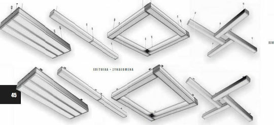 Elvhx Commercial Linear LED Ceiling Light 36W Natural White IP20 L120xD7xH7cm
