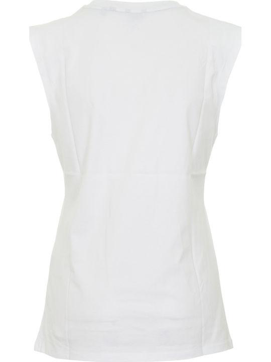 Military Women's Summer Cotton Sleeveless Top with V-Neck White