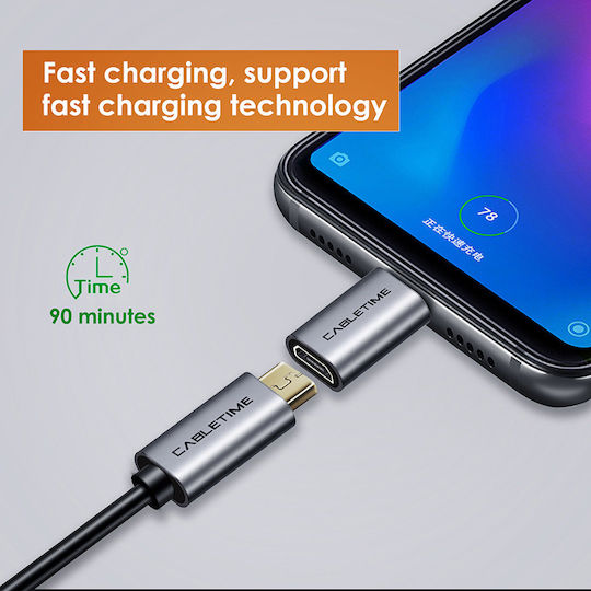 Cabletime C160 Convertor USB-C masculin în micro USB feminin Gri 1buc