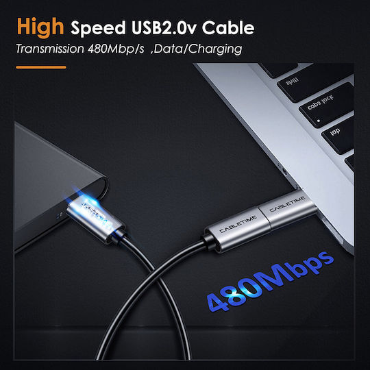 Cabletime C160 Convertor USB-C masculin în micro USB feminin Gri 1buc
