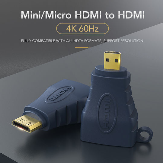 Cabletime AV599 Μετατροπέας mini HDMI male σε HDMI female Μπλε 1τμχ