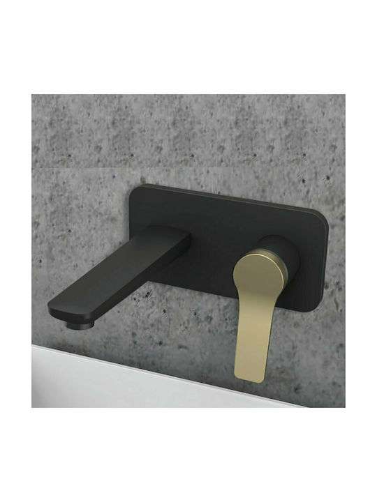 Karag Andare Built-In Mixer & Spout Set for Bathroom Sink with 1 Exit Nero Matt/Gold