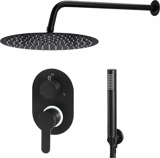 vidaXL Built-in Mixer, Hand Shower & Shower Head Set for Shower 2 Exits Inox Black vidaXL Built-in Mixer, Hand Shower & Shower Head Set for Shower 2 Exits Inox Black