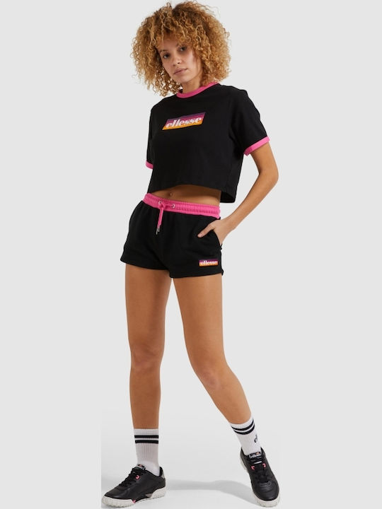 Filide Women's Athletic Crop Top Short Sleeve Black