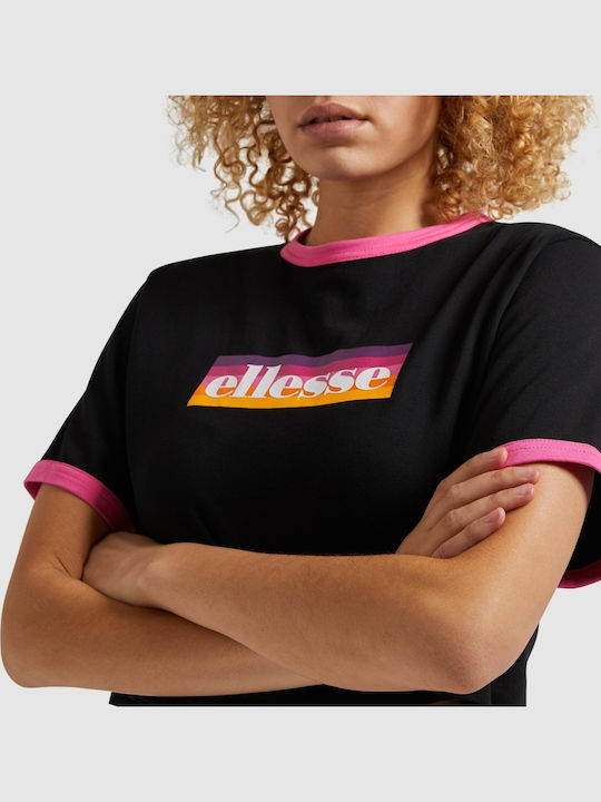 Filide Women's Athletic Crop Top Short Sleeve Black