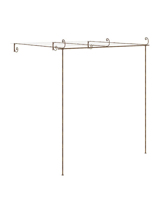 Pergolă De Grădină Din Metal Cu Tavan În Culoare Maro 300x300x250cm