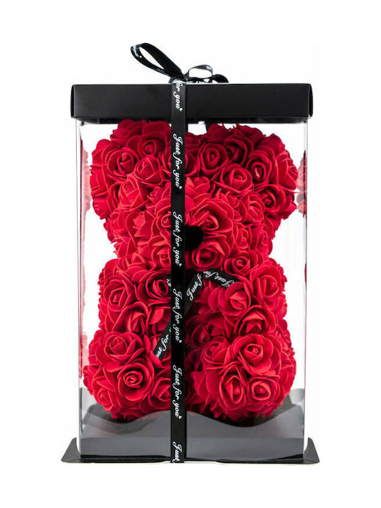 Bear of Artificial Roses Red 25cm in Box Aleiferopoulos Flowers