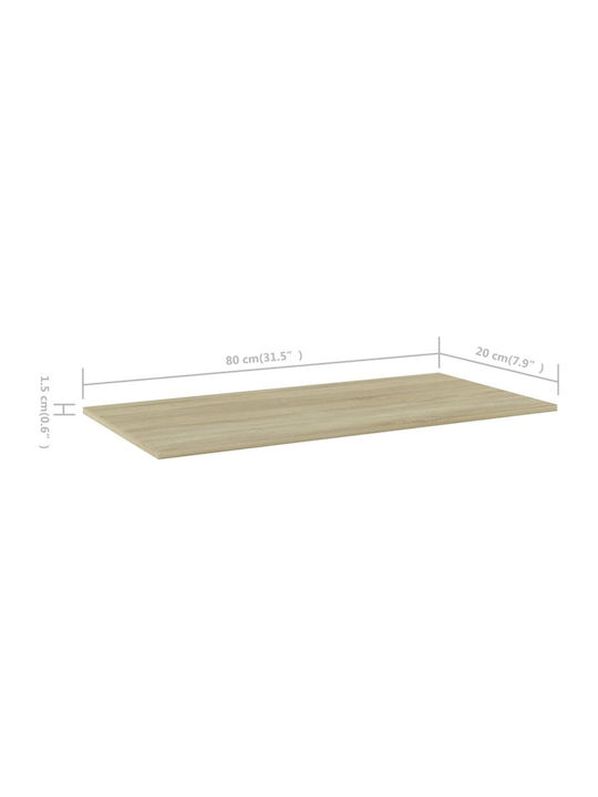 vidaXL Rectangular Bookcase Shelf made of Particleboard 80x20x1.5cm 805304 4pcs