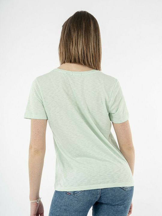 Superdry Women's T-shirt with V Neckline Green