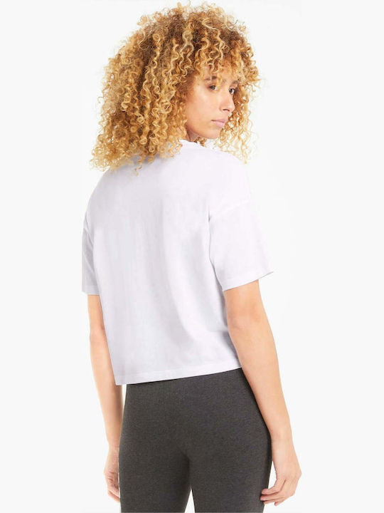 Puma Essentials Damen Sport Crop T-Shirt Weiß
