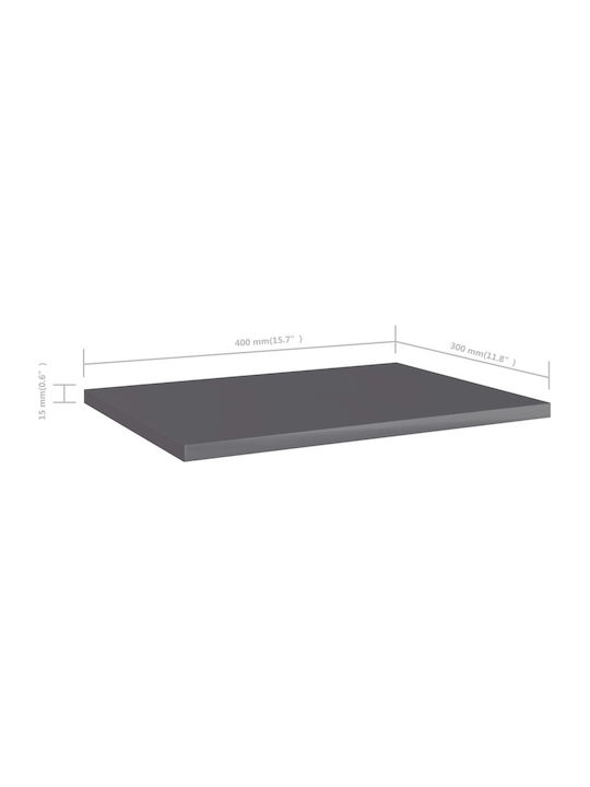 vidaXL Raft De Bibliotecă Rectangular Din Placă Din Lemn Agregat Gri 40x30x1.5cm 805168 4 Bucăți