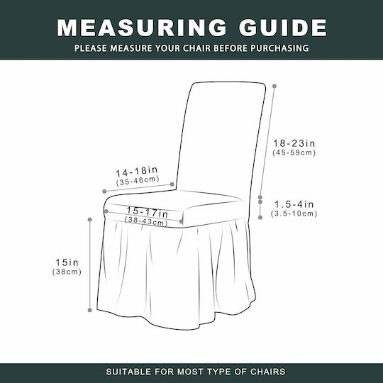 Ehome Elastic Cover for Chair Dark Gray With Backrest and Ruffle 6 Pieces
