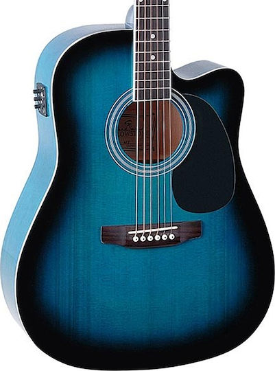 Soundsation Akustisch Gitarre Yellowstone DNCE-BLS Blue Ausschnitt Rot