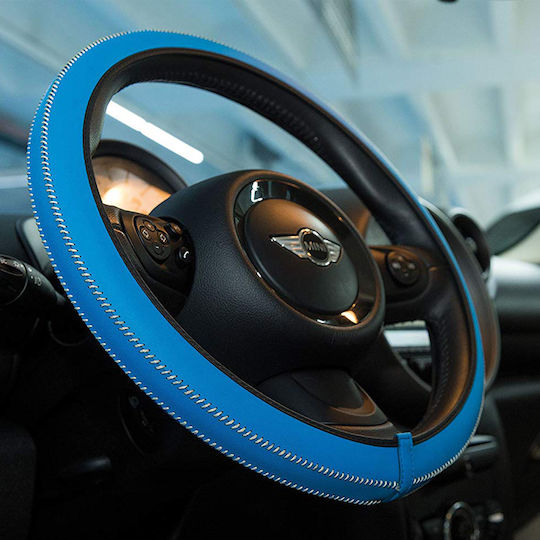 Car+ Car Steering Wheel Cover Artisan with Diameter 37-39cm made of Leatherette Blue