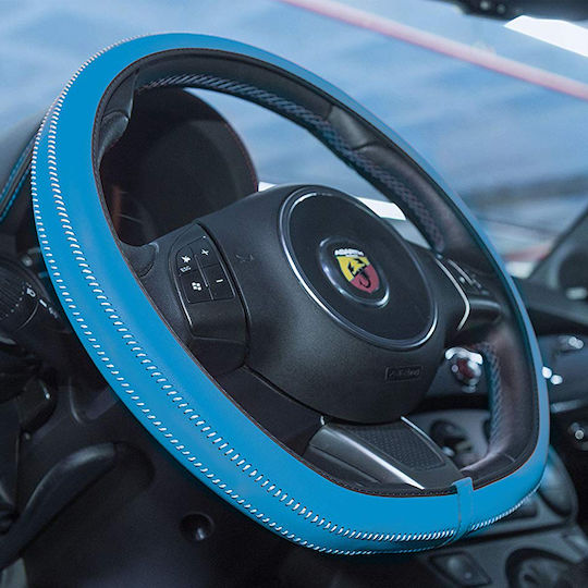 Car+ Car Steering Wheel Cover Artisan with Diameter 37-39cm made of Leatherette Blue