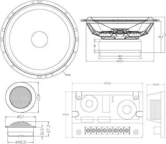 MTX Σετ Ηχεία Αυτοκινήτου Διαιρούμενα 6.5" με 90W RMS (2 Δρόμων)