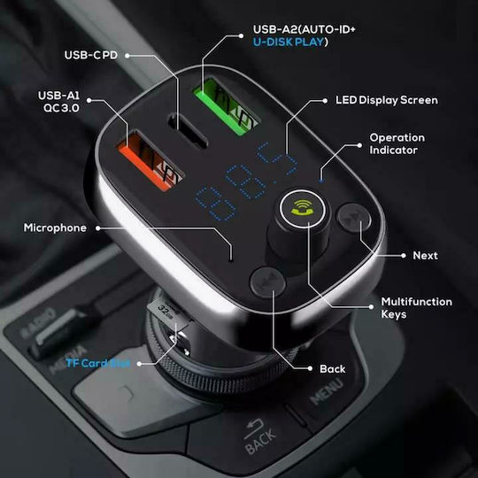 Ldnio FM Transmitter Αυτοκινήτου C704Q mit Bluetooth / MicroSD / USB