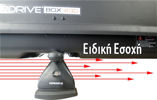 Nordrive Box 530 Μπαγκαζιέρα Οροφής Αυτοκινήτου 530lt Ασημί Γυαλιστερή
