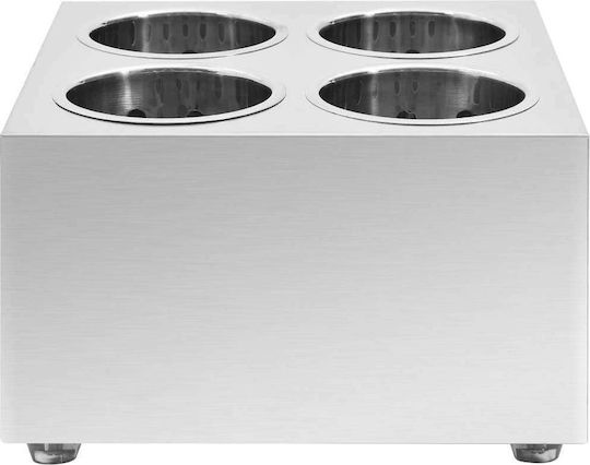 vidaXL Stainless Steel Utensil Holder 26.5x20cm 4 Positions
