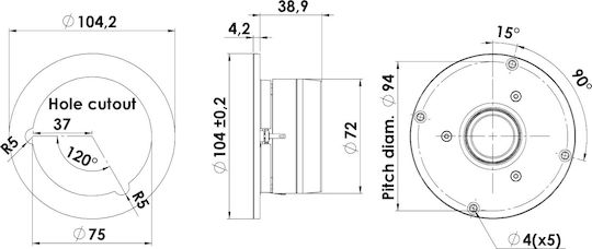 Scan Speak Hochtöner für Auto Rund D2606/922000 91.4dB