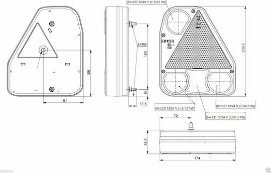 Horpol Σετ Φώτα Τρέιλερ LED με Βίδες 12 / 24V 2τμχ