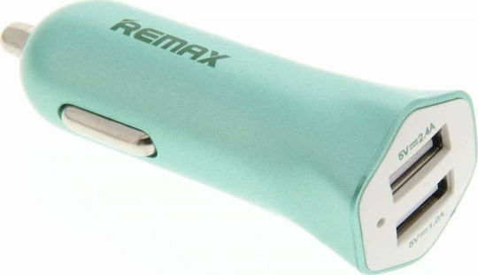 Remax Φορτιστής Αυτοκινήτου 2.4A με Θύρες: 2xUSB Μπλε