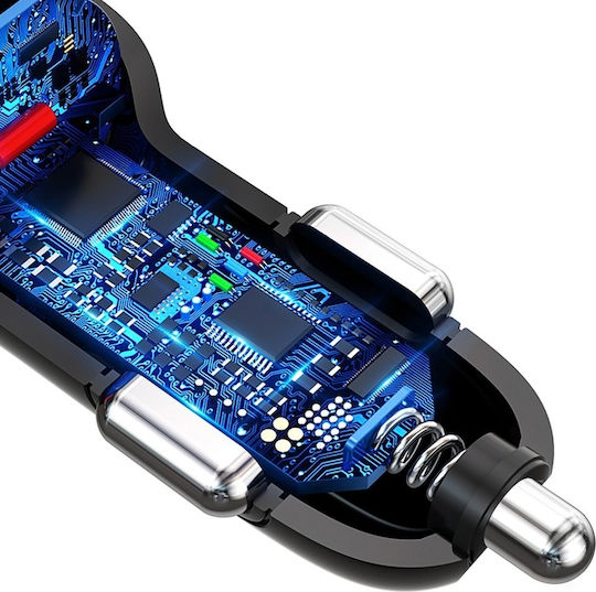 Dudao R7S Auto-Ladegerät 18W 2.4A Schnellladung mit Anschlüssen: 3xUSB Schwarz Farbe