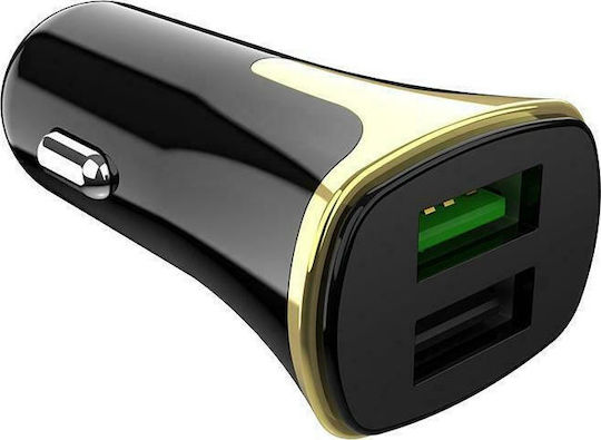 Hoco Z31 Auto-Ladegerät 18W 2.4A Schnellladung mit Anschlüssen: 2xUSB mit Kabel Typ-C,TC-TC Schwarz Farbe