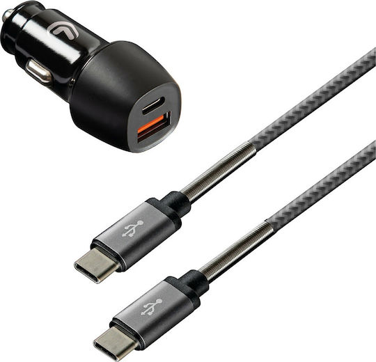 Lampa Φορτιστής Αυτοκινήτου 18W με Θύρες: 2xUSB μαζί με Καλώδιο Lightning